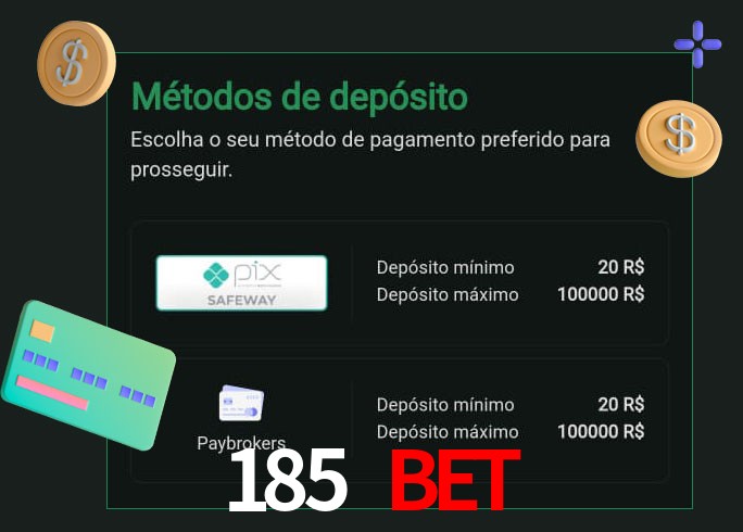 O cassino 185 Bet oferece uma grande variedade de métodos de pagamento